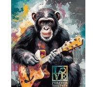 WANGXIAO Paint by Numbers Kit for Adults,Adults' Paint-by-Number Kits,Oil Painting for Wall Art,20x16inch，Monkey Playing Guitar,Frameless