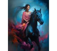 WANGXIAO Paint by Numbers Kit for Adults,Adults' Paint-by-Number Kits,Oil Painting for Wall Art,20x16inch，Running Dark Horse Beauty,Frameless