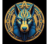 WANGXIAO Paint by Numbers Kit for Adults Beginner DIY Oil Painting Gift 16X16 Inch,Ancient Egypt Style Blue Wolf Magic Circle,with Frame