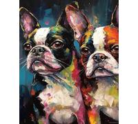 WANGXIAO Paint by Numbers Kit for Adults Beginner DIY Oil Painting Gift 16x20 inch,Pet Dogs Two French Bulldogs,Frameless