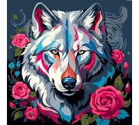 WANGXIAO Paint by Numbers Kit for Adults,DIY Acrylic Oil Painting Kits for Wall Art Decor Gifts,40X40Cm,Wolf Rose Ancient Greek Style,with Frame