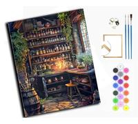 WANGXIAO Paint by Numbers Kit for Adults,DIY Acrylic Oil Painting Kits for Wall Art Decor Gifts,40x50cm，Magic Potion Bookshelf,with Frame