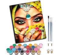 WANGXIAO Paint by Numbers Kits,40cm x 50cm,DIY Acrylic Painting for Adults,with Paints Brushes and Card Sized Magnifier,Green Eyed Veil,Frameless