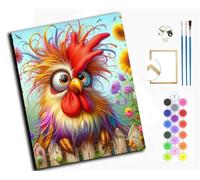WANGXIAO Paint by Numbers Kits for Adults,Easy DIY Acrylic Pigment Drawing Paintwork for Home Wall Decor,16x20in,Mr. Rainbow Chicken,with Frame