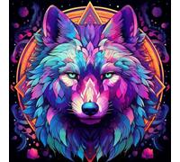 WANGXIAO Paint by Numbers Kits for Adults,Easy DIY Acrylic Pigment Drawing Paintwork for Home Wall Decor,16X16In,Ancient Egypt Style Pruple Wolf Magic Circle,with Frame