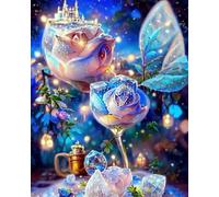 WANGXIAO Paint by Numbers Kits for Adults,Oil Painting Kits for Beginners On Clear Symbols Colored Canvas,Easy DIY Acrylic Pigment Drawing Gift,40x50cm，Ice Rose Castle,Frameless