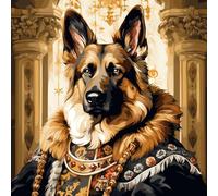 WANGXIAO Paint by Numbers Kits for Adults,Oil Painting Kits for Beginners On Clear Symbols Colored Canvas,Easy DIY Acrylic Pigment Drawing Gift,40X40Cm,German Shepherd General,with Frame