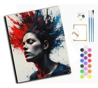 WANGXIAO Paint by Numbers Kits for Adults,Oil Painting Kits On Clear Symbols Colored Canvas,Easy DIY Acrylic Pigment Drawing Gift,40x50cm，Red and Blue Storm,with Frame