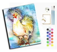 WANGXIAO Paint by Numbers Kits for Adults,with Acrylic Paint Brushes,DIY Craft Oil Painting Art Kits for Home Decor,40x50cm，Colorful Golden Crown Chicken,with Frame