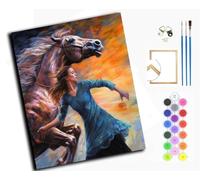 WANGXIAO Paint by Numbers Kits for Adults,with Acrylic Paint Brushes,DIY Craft Oil Painting Art Kits for Home Decor,40x50cm，Dancing Beauty Girl and Horse,with Frame