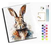 WANGXIAO Paint by Numbers Kits for Adults,with Acrylic Paint Brushes,DIY Craft Oil Painting Art Kits for Home Decor,40x50cm，Watercolor Hare Gentleman,with Frame