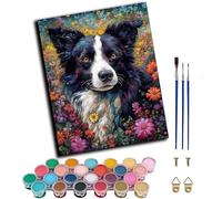 WANGXIAO Paint by Numbers Kits for Adults,with Acrylic Painted Brushes,DIY Craft Oil Painting Art for Home Decor,40x50cm,Border Collie Field,Frameless