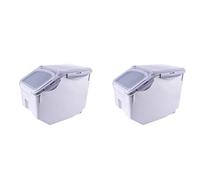 wangxike 2Pcs Rice Storage Container 10KG/22Lb, Airtight Moistureproof Cereals Beans Flour Food Storage Box with Wheels and Measuring Cup - 32.5 x 19.5 x 26.3cm