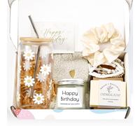 wangxitumug Birthday Gifts For Women, Teen Girl, Her, Happy Birthday Gift Box For Girl, Women, Sister, Daughter, Friends, Cute Daisy Aesthetic Glass Cups Gift Set