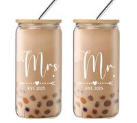 wangxitumug Funny Engagement Gift for Couples EST 2025 Wedding Wine Glasses Cup-Cool Bridal Shower Gifts for Couples,Bride and Groom,Newlywed,Just Married,Mr and Mrs Gifts (mrs-ms gifts)