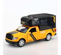 WANGXLGD 1:32 Die-Casting Car, Motorhome Travel Van Alloy Car Simulation Sound and Light Pull-Back Model for Collecting Gifts (Yellow)