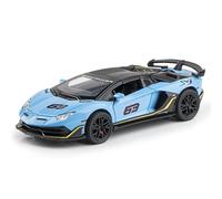WANGXLGD 1:32 Scale Car Model, Compatible with Lamborghini SVJ63, Simulation Alloy Car Model with Sound and Light Function Diecast Vehicle (Blue)