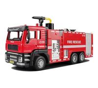 WANGXLGD 1:50 Scale Diecast Fire Truck Engine Emergency Rescue Pull Back Action Alloy Vehicle with Light and Sounds (Can Spray Water)