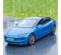 WANGXLGD Die-Cast 1:32 Scale Car Model, Compatible with Tesla Model3, Simulation Alloy Vehicles Pull Back Sound and Light (Blue)