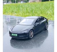 WANGXLGD Die-Cast 1:32 Scale Car Model, Compatible with Tesla Model3, Simulation Alloy Vehicles Pull Back Sound and Light (Black)