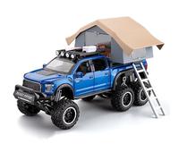 WANGXLGD Die-Cast Model Vehicles Scale 1:24 Motorhome Style, Compatible with Ford F150, Alloy Camping Car Model Six Door Sound and Light Metal Pull Back (Blue)