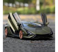 WANGXLGD Die-Cast Vehicles 1/24 Scale Sports Car Model, Compatible with Lamborghini SIAN FKP37, Simulation Car Model Collection Ornaments (A)