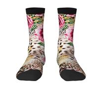 Wangxyozdp animal Tiger Leopard Print Rose Flower Print Adult Socks for Men Women Novelty Fashion Breathable Boot Socks Soft Comfortable