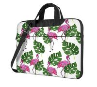 Wangxyozdp Cartoon flamingo leaves Print Laptop Shoulder Bag Messenger Bag Notebook with Accessories Pocket 13/14/15.6 inch