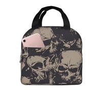 Wangxyozdp Cool Retro Skull Graphics Print Insulated Lunch Bag for Women Men Lunch Tote with Front Pocket Cooler Bag