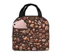 Wangxyozdp Funny Roasted Coffee Beans Print Insulated Lunch Bag for Women Men Lunch Tote with Front Pocket Cooler Bag