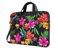 Wangxyozdp Hawaiian Colorful Flower Print Laptop Shoulder Bag Messenger Bag Notebook with Accessories Pocket 13/14/15.6 inch