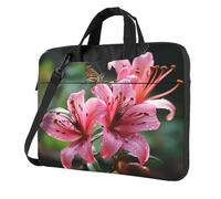 Wangxyozdp Lilies and Butterfly Print Laptop Shoulder Bag Messenger Bag Notebook with Accessories Pocket 13/14/15.6 inch