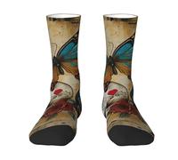 Wangxyozdp sugar skulls butterfly Print Adult Socks for Men Women Novelty Fashion Breathable Boot Socks Soft Comfortable