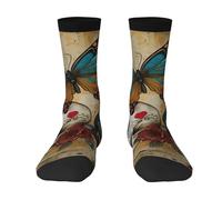 Wangxyozdp sugar skulls butterfly Print Adult Socks for Men Women Novelty Fashion Breathable Boot Socks Soft Comfortable