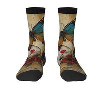 Wangxyozdp sugar skulls butterfly Print Adult Socks for Men Women Novelty Fashion Breathable Boot Socks Soft Comfortable