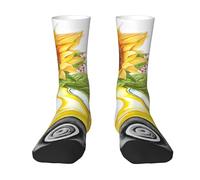 Wangxyozdp Sunflower on Yellow Car Print Adult Socks for Men Women Novelty Fashion Breathable Boot Socks Soft Comfortable