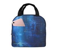 Wangxyozdp The Blue Binary Print Insulated Lunch Bag for Women Men Lunch Tote with Front Pocket Cooler Bag