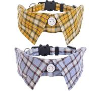 Wangyaohan 2 Pack/Set Cat Collar Breakaway with Cute Bow Tie and Bell Plaid for Kitty Adjustable Safety