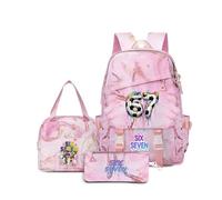 WANGYFAN 3PCS 67 six Seven Meme School Bag Set, Waterproof Backpack with Lunch Box & Pencil Case, Durable Backpack for Teens School,A6