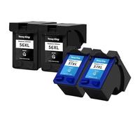WANGYIWH Compatible For HP56 57 Refillable Ink Cartridge for 56 XL PSC 4200 1110 1205 1210 1215 1219 1315 1340 1350 2210 Printer(2Black2Color)