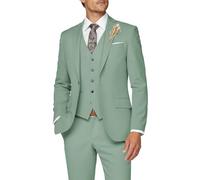 Wangyue Mens Suit 3 Piece Slim Fit Suit for Men Formal Business Suit Wedding Groom Prom Tuxedo Dinner Party, Sage Green, L