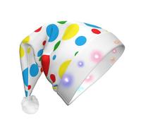 Wangyufen Unique Colorful Polka Dots Print Christmas Hat with LED Festive Headwear for Women and Men Christmas Décor