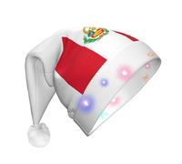 Wangyufen Unique Flag of Peru Print Christmas Hat with LED Festive Headwear for Women and Men Christmas Décor