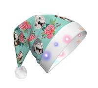Wangyufen Unique Funny English Dog Print Christmas Hat with LED Festive Headwear for Women and Men Christmas Décor