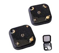 wangyun 2 Pcs Contact Lens Cases, Contact Lens Holder with Mirror, Portable Eye Contacts Mini Case Container Set Portable Contact Lens Soaking Case with L and R Caps for Home Travel