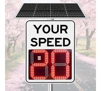 WANGYYDS 20"x27"/24"x35" Solar Powered Led Radar Speed Signs, Aluminum LED Limit Sign Traffic Speed Feedback Sign with LED Display, Applicable to Speed-Limited Roads, Highways 50×70cm/20×27in-White