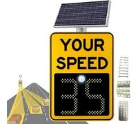 WANGYYDS 20"x27"/24"x35" Solar Powered Led Speed Limit Signs, LED Radar Feedback Sign, Wireless Speed Display Aluminum Weatherproof Speed Display Sign, IP65 Weatherproof 60×90cm/24×35in-Yellow
