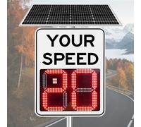 WANGYYDS 20''x27''/24"X35" Solar Powered Radar Feedback Sign, LED Digits Speed Display, Rust Proof Aluminum Radar Speed Detector, Remote Control Adjustable Speed Limit 50×70cm/20×27in-White