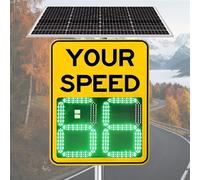 WANGYYDS 20''x27''/24"X35" Solar Powered Radar Feedback Sign, LED Digits Speed Display, Rust Proof Aluminum Radar Speed Detector, Remote Control Adjustable Speed Limit 60×90cm/24×35in-Yellow