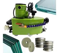 WANGYYDS Portable Small Glass Edger, Electric Glass Edging Machine Polish Edge Polisher for Plexiglass Acrylic Marble Ceramic w/ 8 Diamond Wheels & 2 Polishing Wheels Green